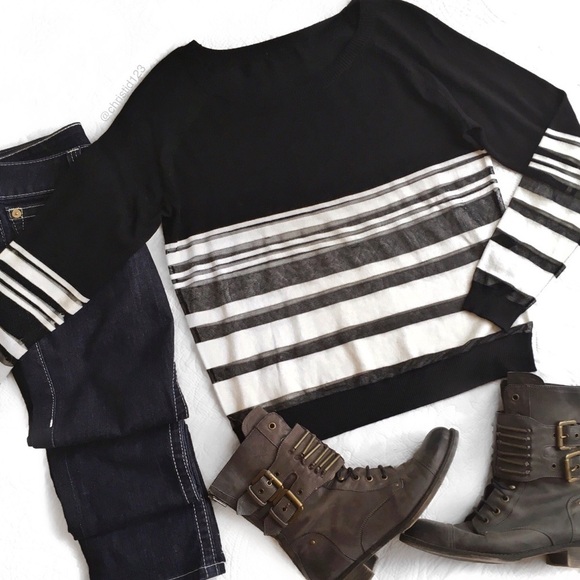H&M Sheer Stripe Sweater - Picture 1 of 4